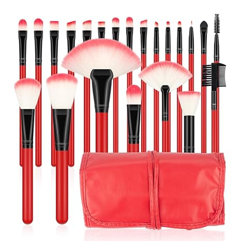 Professional Makeup Brush Set - 22pcs Red Cosmetic Brushes Kits
